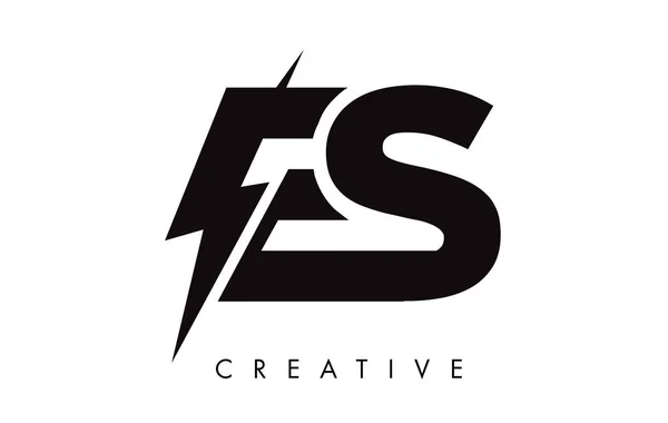ES Letter Design logo z oświetleniem Thunder Bolt. Śruba elektryczna — Wektor stockowy