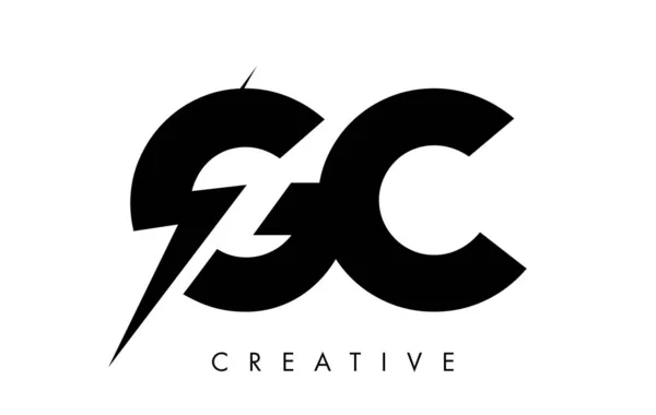 GC Letter Design logo z oświetleniem Thunder Bolt. Śruba elektryczna — Wektor stockowy