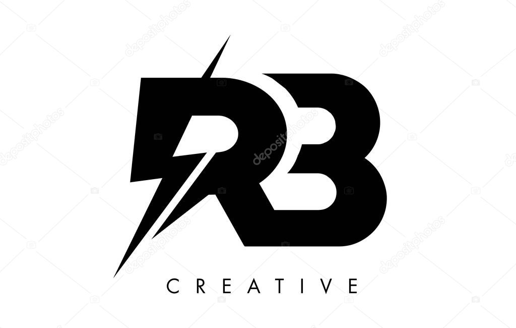 RB Letter Logo Design With Lighting Thunder Bolt. Electric Bolt Letter Logo Vector Illustration.
