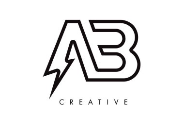 AB Letter logo tasarım Lighting Thunder Bolt Ile. Elektrikli cıvata 