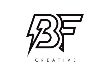 BF mektup logo tasarım Lighting Thunder Bolt Ile. Elektrikli cıvata 