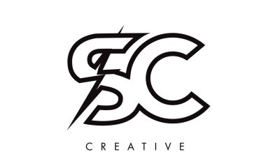 SC Letter logo tasarım Lighting Thunder Bolt Ile. Elektrikli cıvata 