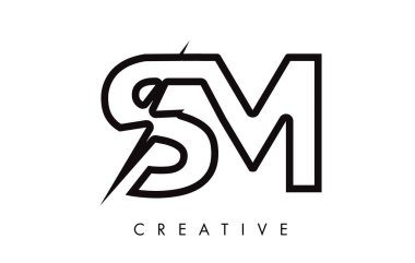 SM mektup logo tasarım Lighting Thunder Bolt Ile. Elektrikli cıvata 