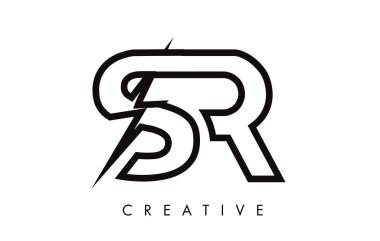 SR harf logo tasarım Lighting Thunder Bolt Ile. Elektrikli cıvata 