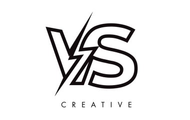 Vs mektup logo tasarım aydınlatma Thunder Bolt Ile. Elektrikli cıvata 