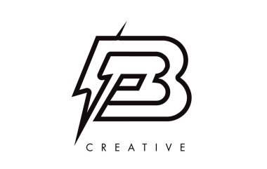 EB mektup logo tasarım Lighting Thunder Bolt Ile. Elektrikli cıvata 
