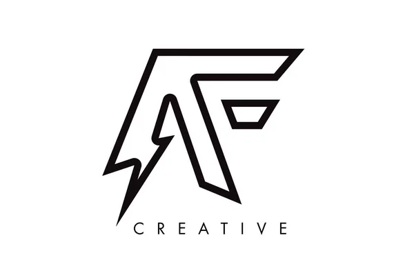 Diseño del logotipo de la letra AF con tornillo de trueno de iluminación. Perno eléctrico — Archivo Imágenes Vectoriales