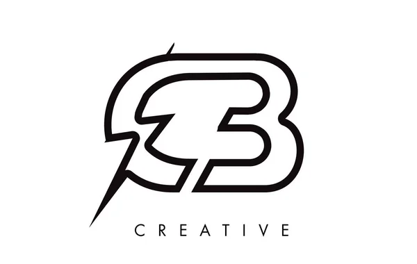 CB Letter logo design med belysning Thunder Bolt. Elektrisk bult — Stock vektor