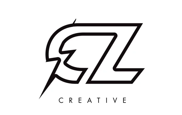 CZ Letter logo design med belysning Thunder Bolt. Elektrisk bult — Stock vektor