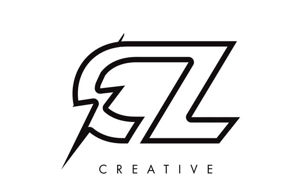 CZ Letter logo design med belysning Thunder Bolt. Elektrisk bult — Stock vektor