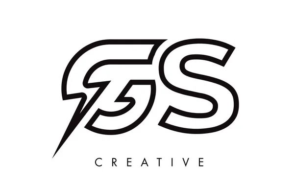 GS Letter Logo Design With Lighting Thunder Bolt. Electric Bolt — Stock Vector