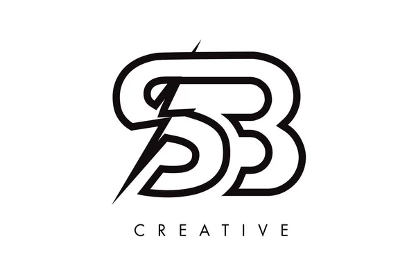 SB Letter Logo Design With Lighting Thunder Bolt. Electric Bolt — Stock Vector