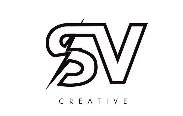 SV levél logo design világítással Thunder bolt. Elektromos csavar — Stock Vector