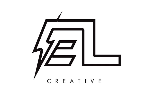 EL Letter Logo Design With Lighting Thunder Bolt. Electric Bolt