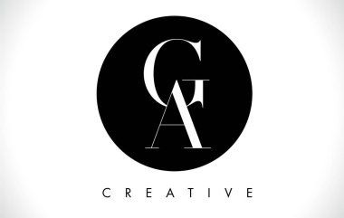 Siyah Beyaz Renkler Vektör ile Ga Mektup Tasarım Logosu.