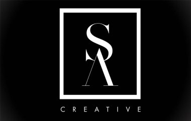Siyah Beyaz Renkler Vektör ile Sa Harf Tasarım Logosu.