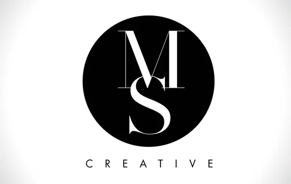 白黒のベクトルを使用した Ms レター デザイン ロゴ. — ストックベクタ