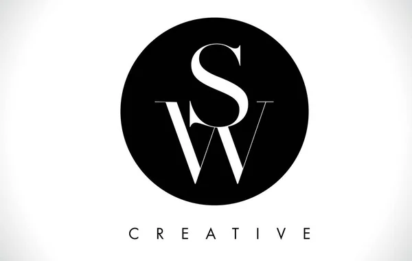 Logo de conception de lettre de SW avec le vecteur noir et blanc de couleurs . — Image vectorielle