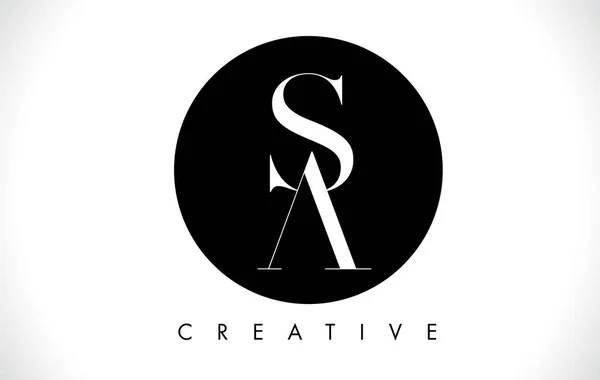 SA лист дизайн логотипу з чорно-білими квітами вектор. — стоковий вектор