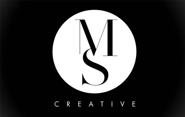 Logotipo de diseño MS Letter con colores blanco y negro Vector . — Vector de stock