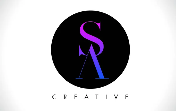 Logo de conception de lettre de SA avec le vecteur noir et blanc de couleurs . — Image vectorielle