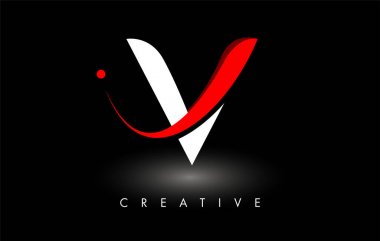 V Harfi Tasarım Logosu. Modern Swoosh ile V harfi simge logosu