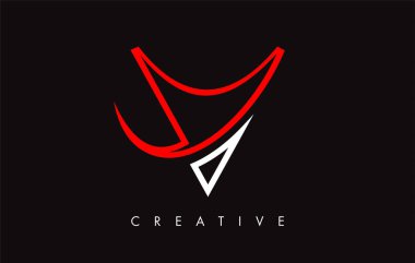 V Harfi Tasarım Logosu. Modern Swoosh ile V harfi simge logosu