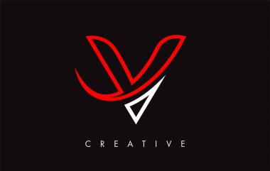 V Harfi Tasarım Logosu. Modern Swoosh ile V harfi simge logosu