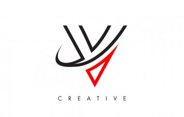 V Harfi Tasarım Logosu. Modern Swoosh ile V harfi simge logosu