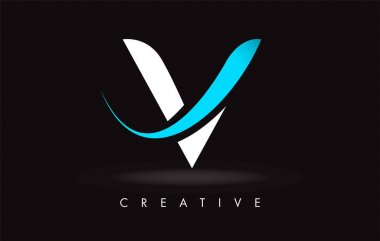 V Harfi Tasarım Logosu. Modern Swoosh ile V harfi simge logosu