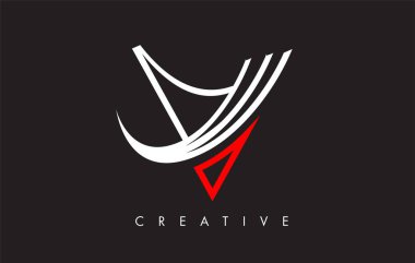 V Harfi Tasarım Logosu. Modern Swoosh ile V harfi simge logosu