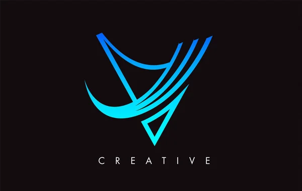 V Lettre Design Logo. Logo Icône Lettre V avec Swoosh moderne — Image vectorielle