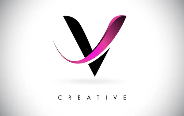 V logotipo do projeto da letra. Letra V Icon Logo com Swoosh moderno — Vetor de Stock