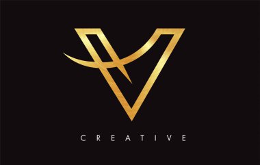 V Harfi Tasarım Logosu. Modern Swoosh ile V harfi simge logosu