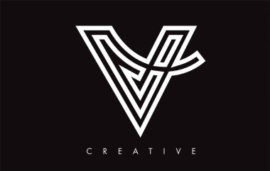 V Harfi Tasarım Logosu. Modern Swoosh ile V harfi simge logosu