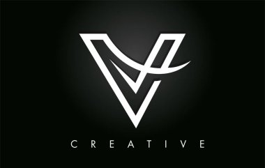 V Harfi Tasarım Logosu. Modern Swoosh ile V harfi simge logosu