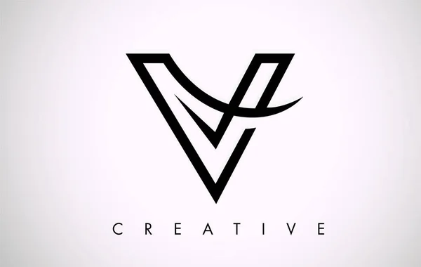 Logotipo de diseño V Carta. Letra V Icono Logo con Swoosh Moderno — Archivo Imágenes Vectoriales