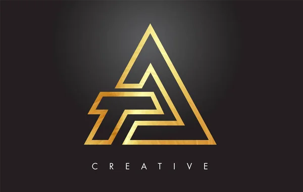 Um logotipo do projeto do monograma da letra dourada. Carta de ouro Um ícone Logo Ve — Vetor de Stock