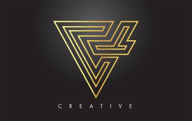 V Altın Mektup Monogram Tasarım Logosu. Altın Mektup V Simge Logo Ve