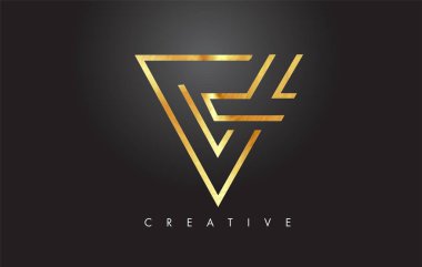 V Altın Mektup Monogram Tasarım Logosu. Altın Mektup V Simge Logo Ve