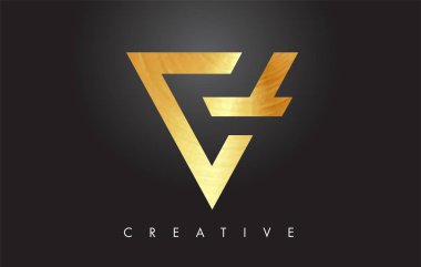 V Altın Mektup Monogram Tasarım Logosu. Altın Mektup V Simge Logo Ve