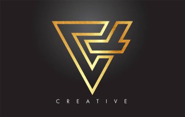 V Altın Mektup Monogram Tasarım Logosu. Altın Mektup V Simge Logo Ve