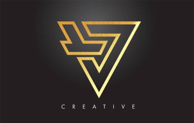 V Altın Mektup Monogram Tasarım Logosu. Altın Mektup V Simge Logo Ve