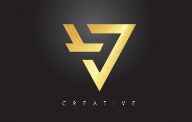 V Altın Mektup Monogram Tasarım Logosu. Altın Mektup V Simge Logo Ve