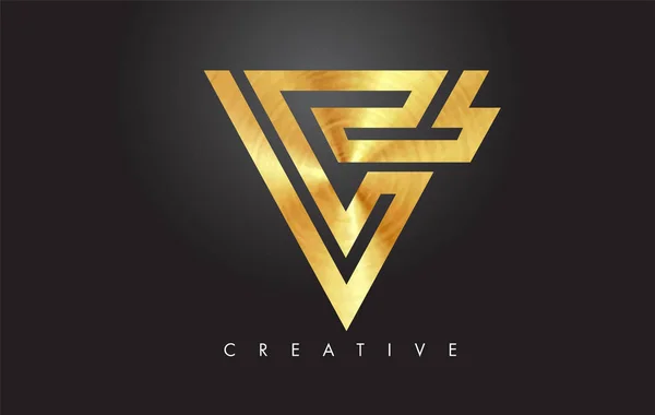 V Logo de diseño de monograma de letra dorada. Letra de oro V Icono Logo Ve — Vector de stock