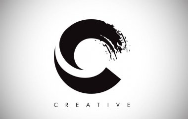 C Harfi Modern Trendy Fırça Tasarım Logosu. C Harfi Simgesi Logo zekâsı