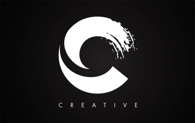 C Harfi Modern Trendy Fırça Tasarım Logosu. C Harfi Simgesi Logo zekâsı
