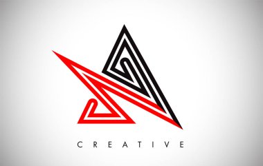 Kırmızı ve Siyah Bir Mektup Tasarım Logosu. Modlu A Simge Logosu Harfi