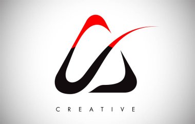 Kırmızı Siyah swoosh Mektup Modern Trendy Tasarım Logosu. A Harfi Ic