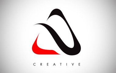 Kırmızı Siyah swoosh Mektup Modern Trendy Tasarım Logosu. A Harfi Ic